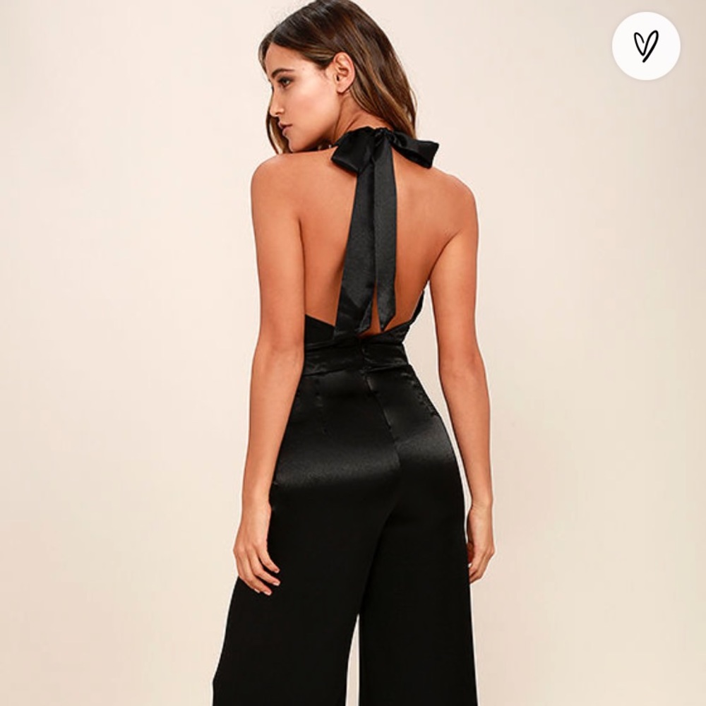 Black Satin Halter Jumpsuit
